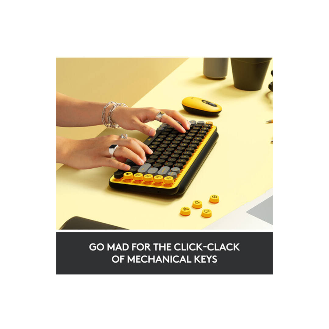 Logitech POP Keys Wireless Bluetooth Mechanical Keyboard - Blast Yellow in Qatar Logitech POP Keys Wireless Bluetooth Mechanical Keyboard - Blast Yellow in Qatar